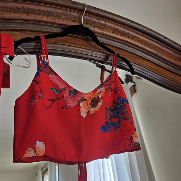 Floral Red Two-Piece Set - Picture 2 of 5